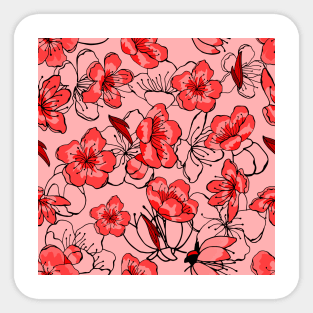 red flowers pattern Sticker